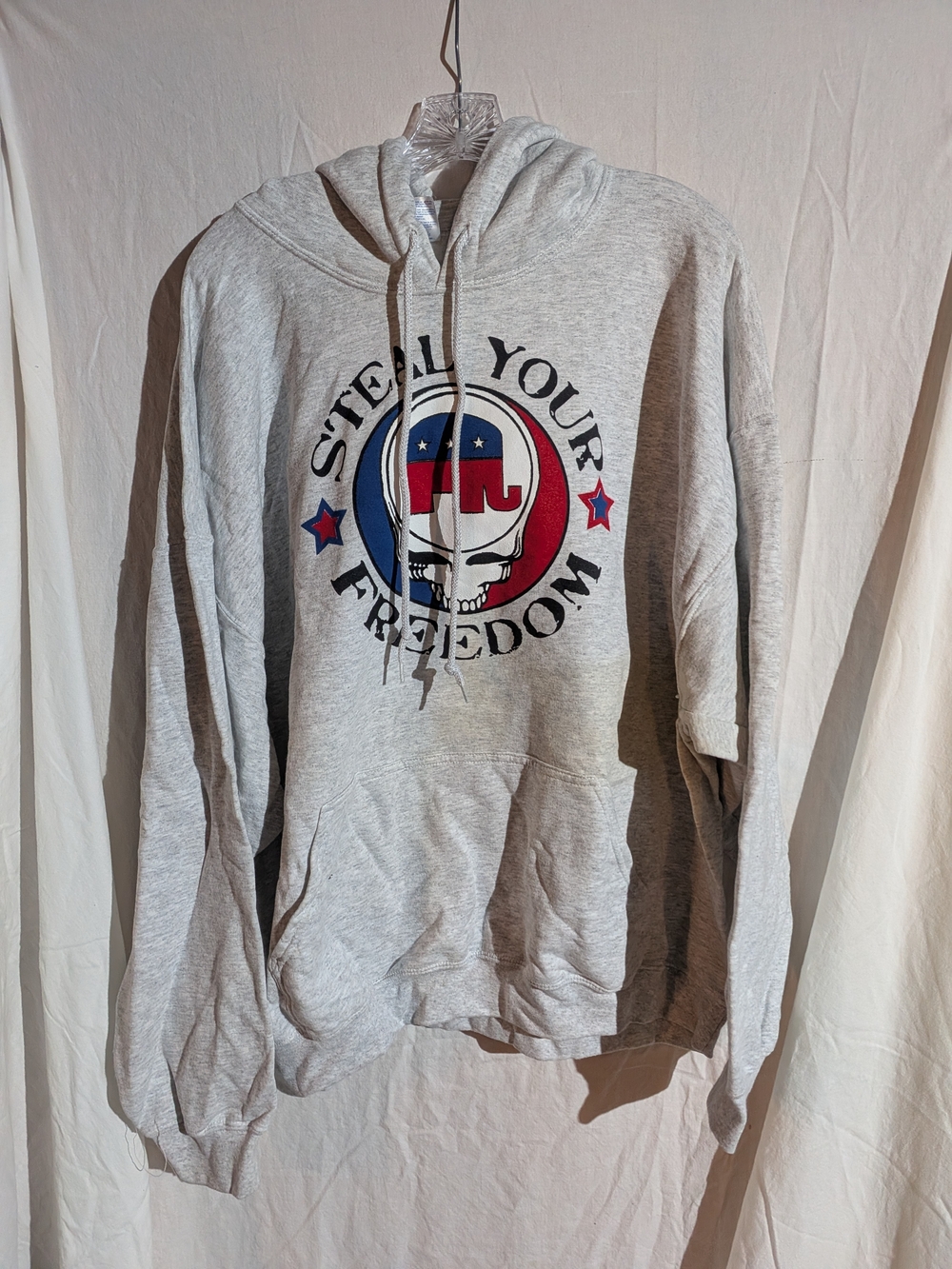 "Steal Your Freedom" Democrat Skull Hoodie Sweatshirt In Gray Size XXL